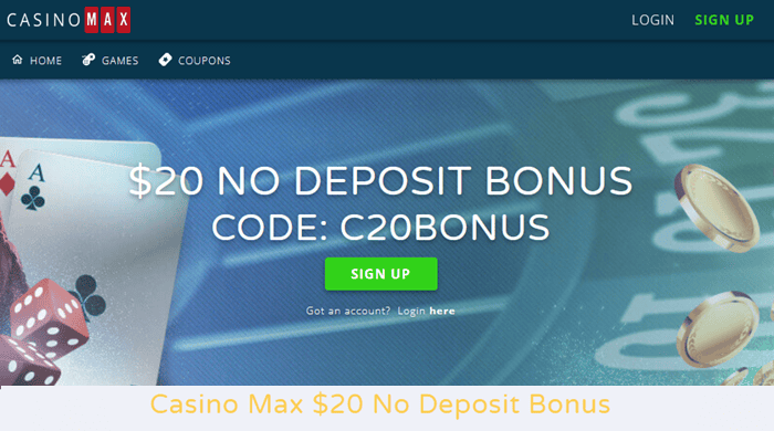 CasinoMax 20 USD free bonus no deposit needed