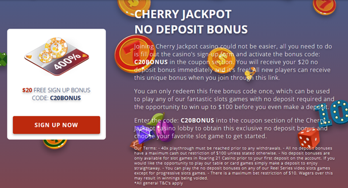 Cherry Jackpot Casino Promotion