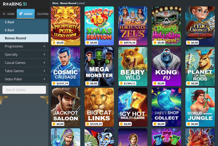 Start playing real money games at Roaring 21 RTG Casino