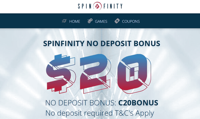 Join Spinfinity and get $20 Free Cash!
